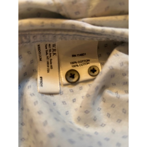 WRK The Reworked Shirt Mens Small White Blue Diamond Button Down Small S - Picture 3 of 5